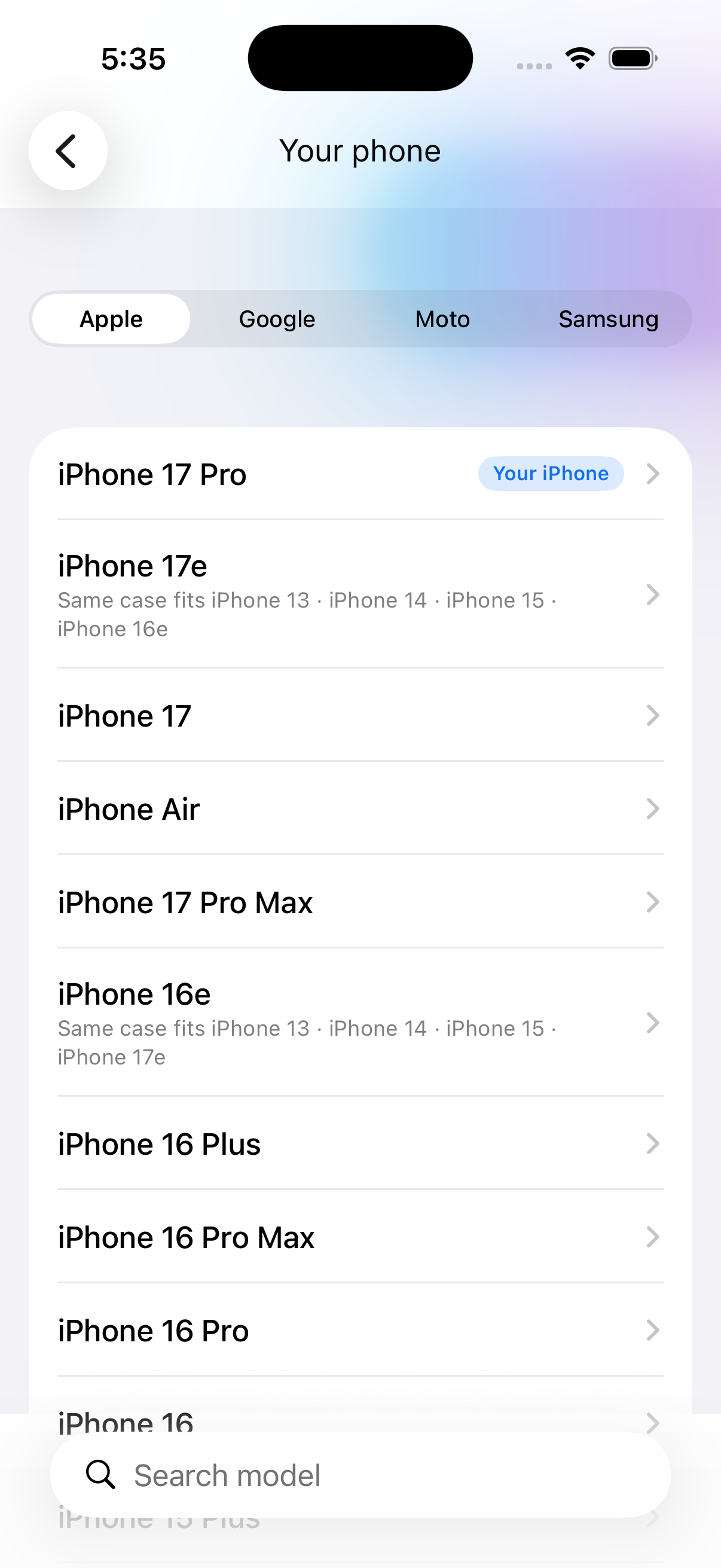 The 'Your phone' picker